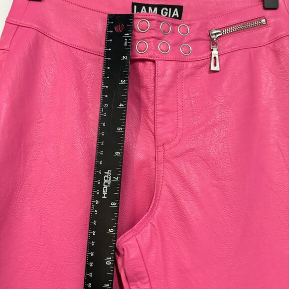 I. AM. GIA Reika Pink Faux Leather Pants XS Flared Mid Waist Y2K - Picture 7 of 15
